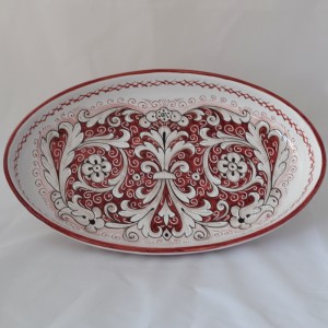 VASSOIO OVALE LISCIO ALTO “FONDO ROSSO”  CM. 50
