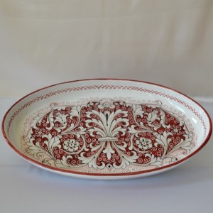 VASSOIO OVALE LISCIO ALTO “FONDO ROSSO”  CM. 36