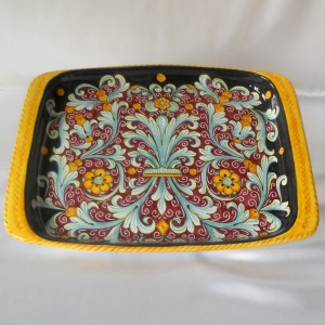 RECTANGULAR TRAY &ldquo;FONDO ROSSO E NERO&rdquo; CM. 40